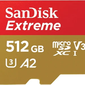 SanDisk 512GB Extreme microSDXC card +SD adapter, microSD card for smartphones, action cameras, drones, V30, up to 190 MB/s, SanDisk QuickFlow Technology, RescuePro Deluxe, UHS-I, 4k, V30, A2, C10, U3